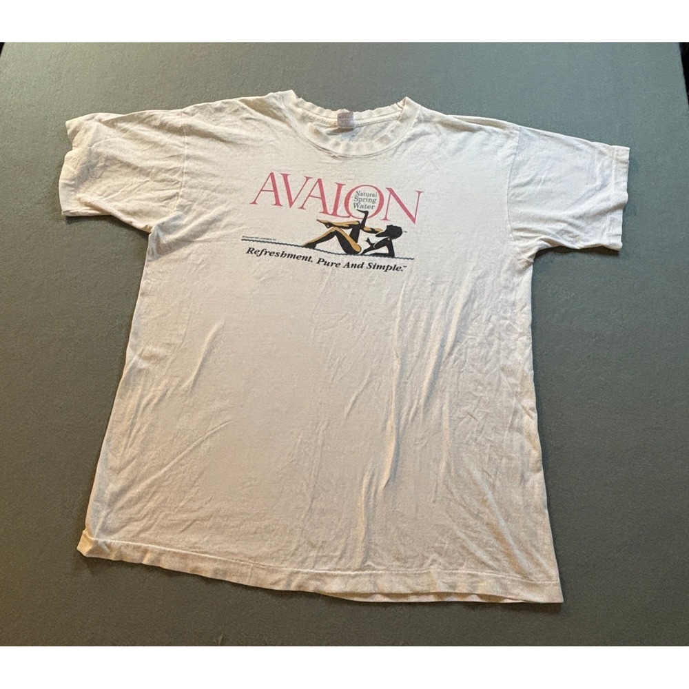 VTG Avalon Natural Spring Water T Shirt Mens XL White 5K Fun Run Single Stitch